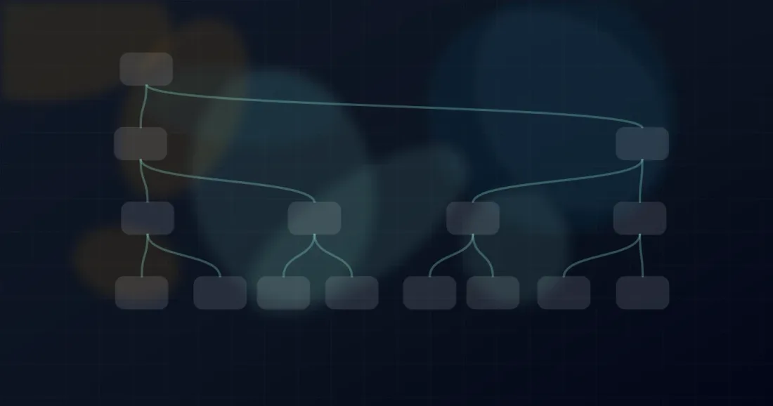 Abstract XML node tree and JavaScript-inspired brackets on a technical background.