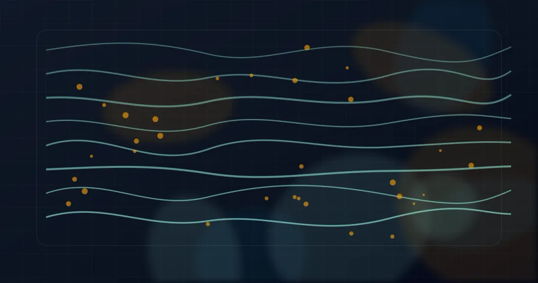 Technical map-style contour lines with plotted points and import markers on a dark grid.
